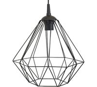 HowHomely Lampada da soffitto stile industriale, 25 x 30 cm, con cavo da 90 cm, lampada a sospensione in metallo nero con design geometrico, lampada da soggiorno o da soffitto da cucina