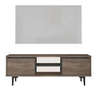 HowHomely | Mobile TV da 140 x 35 x 48 cm - Mobile TV effetto rovere rustico moderno, stabile, con ripiani, TV Board per soggiorno, mobili multimediali