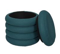 HowHomely Pouf con vano portaoggetti | Puff 37 x 37 x 42 cm | Giallo Pouf con contenitore | Sgabello ideale per soggiorno, ufficio, corridoio, camera da letto, corridoio