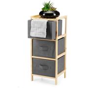 HowHomely | Scaffale in legno di pino con 3 cassetti in tessuto - Scaffale sottile per corridoio, bagno, camera da letto, mobile 27,5 x 25,4 x 65 cm