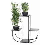 HowHomely Scala a 4 ripiani, scala per piante in metallo, altezza 70 cm, mensola per fiori con piatti da 24 cm, colore nero, per 4 fiori, supporto per fiori per la decorazione della casa