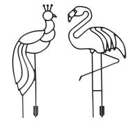 HowHomely | Set di 2 supporti per piante in plastica, supporto per fiori da giardino, decorazione per pavone, fenicottero, aiuola alta, balcone, terrazza, 29 x 55 cm