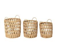 HowHomely | Set di 3 cestini boho con manici - Cesti portaoggetti in treccia naturale, cesto per la biancheria, cestino per giocattoli, cestino decorativo per soggiorno, camera da letto, bagno