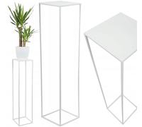 HowHomely - Sgabello per fiori in metallo bianco, 100 cm di altezza - Sgabello per piante solido e robusto in metallo - Supporto per piante per la decorazione in soggiorno, camera da letto o ufficio