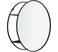 HowHomely Specchio da parete con ripiani, rotondo, design industriale, specchio da bagno, specchio per il trucco, decorazione da parete, soggiorno, camera da letto