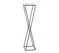HowHomely Supporto per piante in metallo, altezza 100 cm, stabile e solido, con pannello in MDF bianco su supporto nero, supporto per fiori per decorare interni