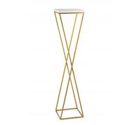 HowHomely Supporto per piante in metallo alto 100 cm, supporto per fiori stabile e solido con piano in MDF bianco su supporto dorato, supporto per fiori per decorare interni