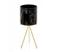 HowHomely Vaso decorativo Emma nero effetto marmo con oro, 32 cm