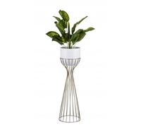 HowHomely Vaso rotondo con struttura in metallo oro bianco glamour 68 x 20 x 20 cm