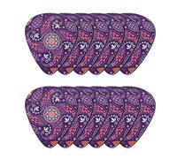 Howilath - 12 plettri per chitarra, motivo mandala etnico tribale e tribale, colore viola, protezione per la punta delle dita, regalo perfetto per lui e lei per strumenti a corda