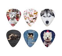 Howilath Adorable Dogs Puppies Cat Pet Lover Plettri Chitarra Set di 6 Plettri Premium per Chitarra Elettrica Acustica e Base Chitarre