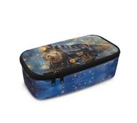 Howilath Astuccio grande per ragazzi, grande capacità, astuccio per bambini, scuola secondaria/primaria, astuccio per studenti, Treno Notte Stellata, 10.24"*4.49"*3.15, Zaino per la scuola