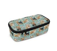 Howilath Astuccio per ragazze di grande capacità per bambini scuola secondaria/primaria astuccio per studenti cancelleria matite, Yorkshire Terrier Fiore, 10.24"*4.49"*3.15, Zaino per la scuola