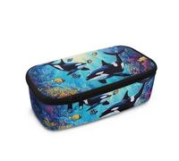 Howilath Astuccio per ragazze di grande capacità per bambini scuola secondaria/primaria astuccio per studenti cancelleria matite, Balena Killer, 10.24"*4.49"*3.15, Zaino per la scuola