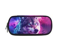Howilath Astuccio portamatite di grande capacità con cerniera e scomparti, Galaxy Wolf, Organizer per borse