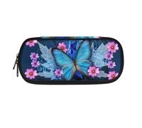 Howilath Astuccio portatile per bambini per la scuola, per ragazzi e ragazze, astuccio per matite, Farfalla blu., 8.8"L x 1.7"W x 4.1"H, Zaino per la scuola