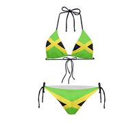 Howilath Bikini da donna set 2 pezzi, costume da bagno triangolare con lacci al collo e imbottitura, bandiera nazionale fiore frutta conchiglia, Bandiera della Giamaica., XS