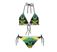 Howilath Bikini Set Sexy 2 Pices Bikini Costume Da Bagno Imbottito Stringa Triangolo Costumi da Bagno per le Donne, Palm Floral Avocado Paws, Bandiera giamaicana Falena Desigenr, M