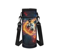 Howilath Borsa per bottiglia d'acqua in neoprene con palla, Calcio Galaxy Nero, Zaino per bambini