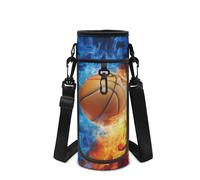 Howilath Borsa per bottiglia d'acqua in neoprene con palla, Flame Basket Blu, Zaino per bambini