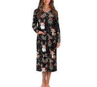 Howilath Camicia da notte lunga da donna con cerniera e tasche, taglie forti, dalla taglia S alla XXXXL, L