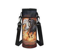 Howilath Cavallo Porta Bottiglia con Tracolla e Tasca per Campeggio Escursionismo, Cavallo bianco e nero, Zaino per bambini