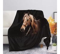Howilath Coperta in pile di flanella 3D con cavalli marroni e neri, coperta pelosa, per letto, divano, M