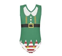 Howilath Costume da bagno per bambine e bambine, un pezzo, estivo, per spiaggia, nuoto, morbido, con delfini, cavalli, bradipo floreale, Brutto Natale, 9-10 Anni