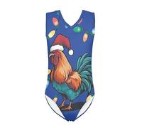 Howilath Costume da bagno per bambine e bambine, un pezzo, estivo, per spiaggia, nuoto, morbido, con delfini, cavalli, bradipo floreale, Pollo con luci colorate, 9-10 Anni