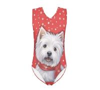 Howilath Costume da bagno per bambine e bambine, un pezzo, estivo, per spiaggia, nuoto, morbido, con delfini, cavalli, bradipo floreale, Cani Fiocco, 9-10 Anni