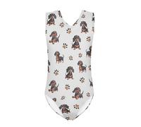 Howilath Costume da bagno per bambine e bambine, un pezzo, estivo, per spiaggia, nuoto, morbido, con delfini, cavalli, bradipo floreale, Zampa di cane bassotto, 9-10 Anni