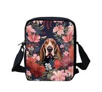 Howilath Divertente borsa a tracolla con stampa animale, borsa a tracolla per cellulare, Basset Hound Fiore