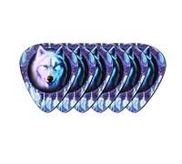 Howilath Dreamcatcher Wolf Blue Pollice Plicks Set di plettri per chitarra, monofacciale, stampa 0,96 mm, 6 pezzi per chitarra acustica, chitarra elettrica, basso, ukulele banjo