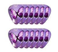 Howilath Elegante plettro per chitarra, viola chiaro, con farfalla, 12 plettri in ABS per chitarra acustica, elettrica, basso 0,96 mm