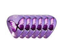 Howilath Elegante plettro per chitarra viola chiaro con farfalla, 6 plettri per chitarra ABS per chitarra acustica, elettrica, basso 0,96 mm