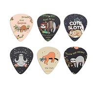 Howilath Fashion Sloth 6 plettri per chitarra, con lettera bradipo che dorme pigro bradipo per chitarra, confezione da 6 pezzi di calibri pesanti per chitarre acustiche elettriche