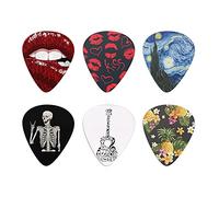 Howilath Funny Design Rock & Roll Skull Starry Night Lips Heavy Guitar Plicks Fashion Design Premium Celluloide Picks adatto per chitarra/chitarra elettrica/basso/ukulele (plettri colorati in ABS)
