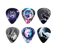 Howilath Galaxy Wolf plettri per chitarra, Cool Wolves Dream Catcher Punk Wolf Ululante Luna Pollice Plettri per chitarra ABS per chitarra acustica, elettrica, basso 0,96 mm