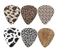 Howilath Leopard & Cow 6 plettri per chitarra, 6 pezzi, calibri pesanti per chitarre acustiche elettriche