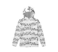 Howilath Note musicali Pianoforte Designer Bambini Ragazzi Ragazze Casual Felpe con Cappuccio con Tasche Pullover, Nota musicale stampata, S