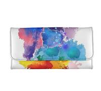 Howilath Novità floreale fiori animali cane gufo farfalla stampato donna lungo portafoglio borsa, donna sottile designer tre volte portafoglio lungo borsa, Inchiostro Splash, Casual