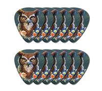 Howilath Owl Flower - 12 plettri per chitarra con motivo astratto e fiore - 12 plettri per chitarra, protezione per la punta delle dita, regalo per chitarra