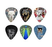 Howilath - Plettri per chitarra, 6 pezzi, motivo zoo Animal Llama T-rex cane giraffa pavone gatto chitarra plettro calibro pesante (0,96 mm) regalo perfetto per lui e lei
