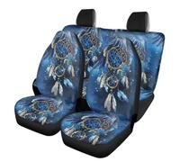 Howilath Set completo di coprisedili anteriori e posteriori, Aquila Dream Catcher acquerello cielo stellato universale per auto berlina e protezione interna