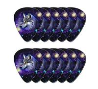 Howilath - Set di 12 plettri per chitarra, motivo "Galaxy Wolf Space Animal Starry Night", idea regalo per chitarra elettrica e acustica, colore: Blu