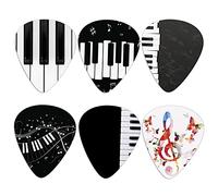 Howilath - Set di 6 plettri per chitarra, per pianoforte, con note musicali, protezione per la punta delle dita, regalo perfetto per lui e lei per strumenti a corda