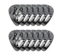 Howilath, set di plettri per chitarra, con motivo lupo grigio, con stampa su un lato, 0,96 mm, 12 pezzi per chitarra acustica, chitarra elettrica, basso, ukulele banjo