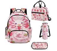 Howilath Set di zaino scolastico e borsa per il pranzo per ragazze da 43,2 cm - Kawaii Kids Elementary Bookbag per ragazze adolescenti, forniture per il rientro a scuola, Margherita alla fragola