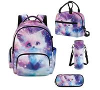 Howilath Set di zaino scolastico e borsa per il pranzo per ragazze da 43,2 cm - Kawaii Kids Elementary Bookbag per ragazze adolescenti, forniture per il rientro a scuola, Volpe galas, L, Classico