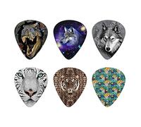 Howilath T-rex Wolf Tiger Set di 6 plettri per chitarra, design unico animale selvatico, idea regalo per basso, chitarre elettriche e acustiche
